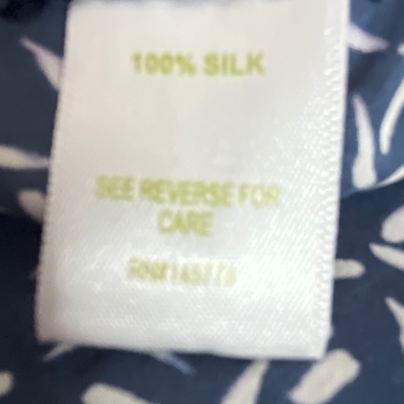 Garnet Hill Navy and White Silk Popover Blouse Size 12 - Picture 9 of 10